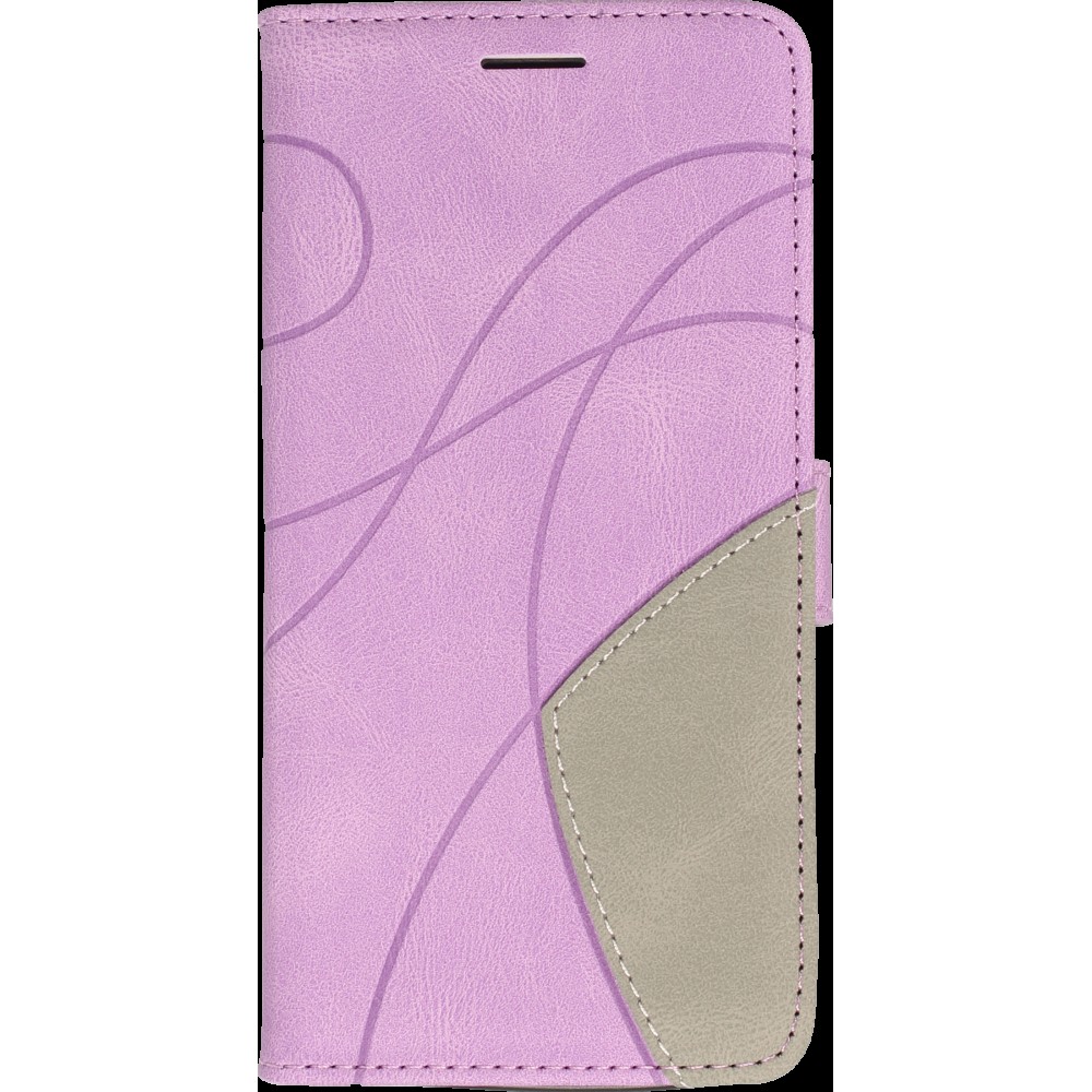 Coque iPhone 15 - Flip classical elegant fine lines - Violet