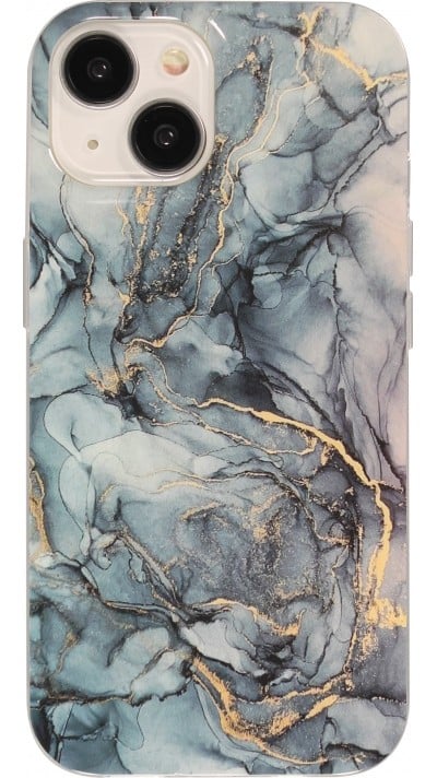 iPhone 15 Case Hülle - Gel Glossy Marmor - Blau