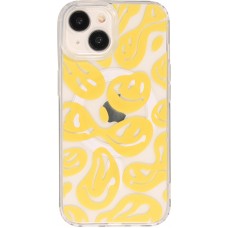 iPhone 15 Case Hülle - Gummi Silikon MagSafe transparent Liquid Smiley - Gelb