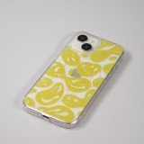 iPhone 15 Case Hülle - Gummi Silikon MagSafe transparent Liquid Smiley - Gelb
