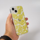 iPhone 15 Case Hülle - Gummi Silikon MagSafe transparent Liquid Smiley - Gelb