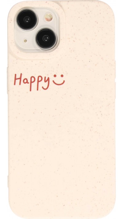 iPhone 15 Case Hülle - Gel Gummi getupft Happy - Vanille