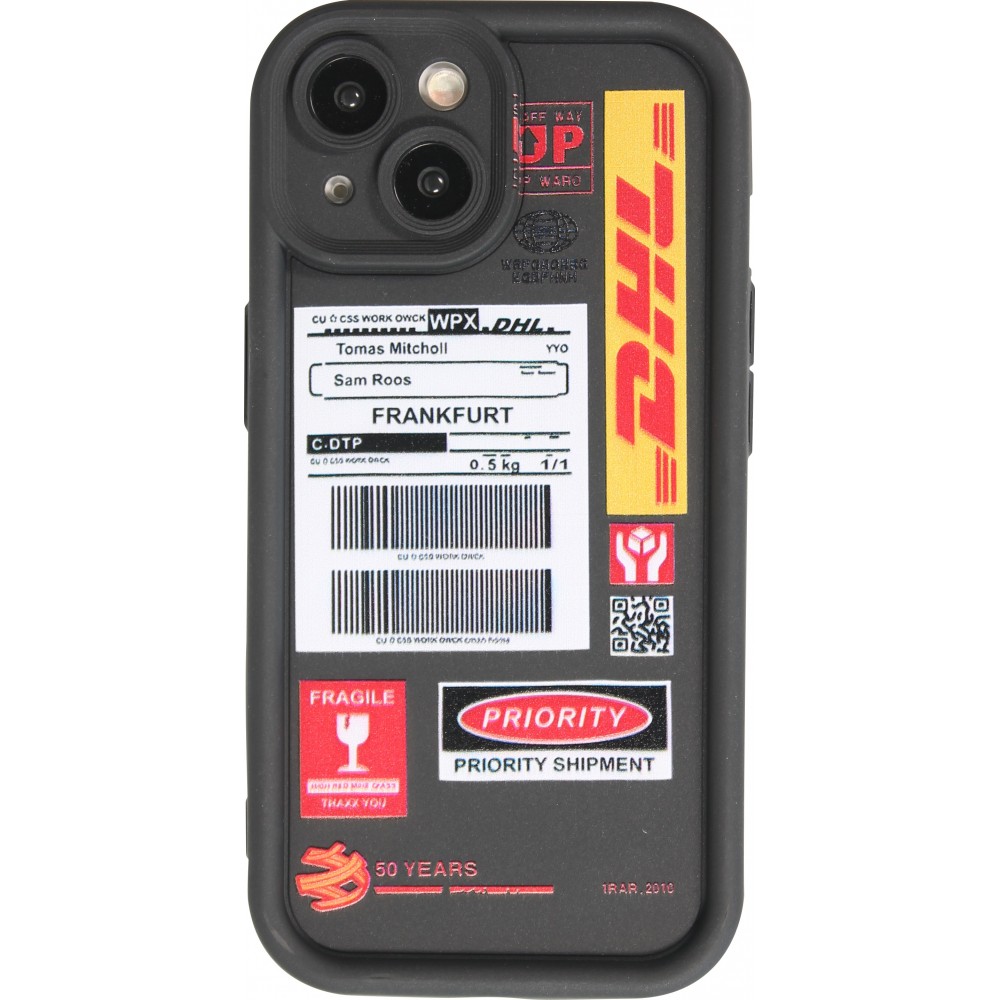 Coque iPhone 13 - Gel souple DHL Frankfurt avec bords renforcés - Noir