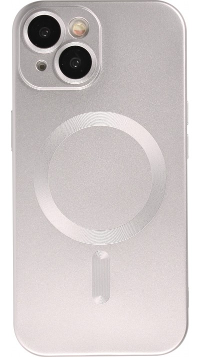 Coque iPhone 15 - Gel souple avec vitre de protection caméra MagSafe - Argent