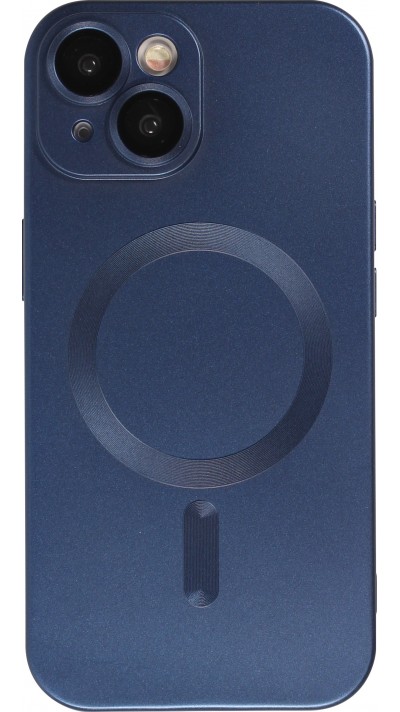 Coque iPhone 15 - Gel souple avec vitre de protection caméra MagSafe - Bleu foncé