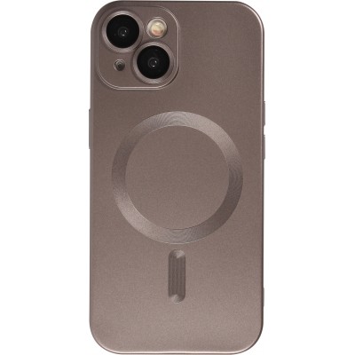 iPhone 15 Case Hülle - Gummi weich mit Kameraschutzglas MagSafe - Dunkelgrau