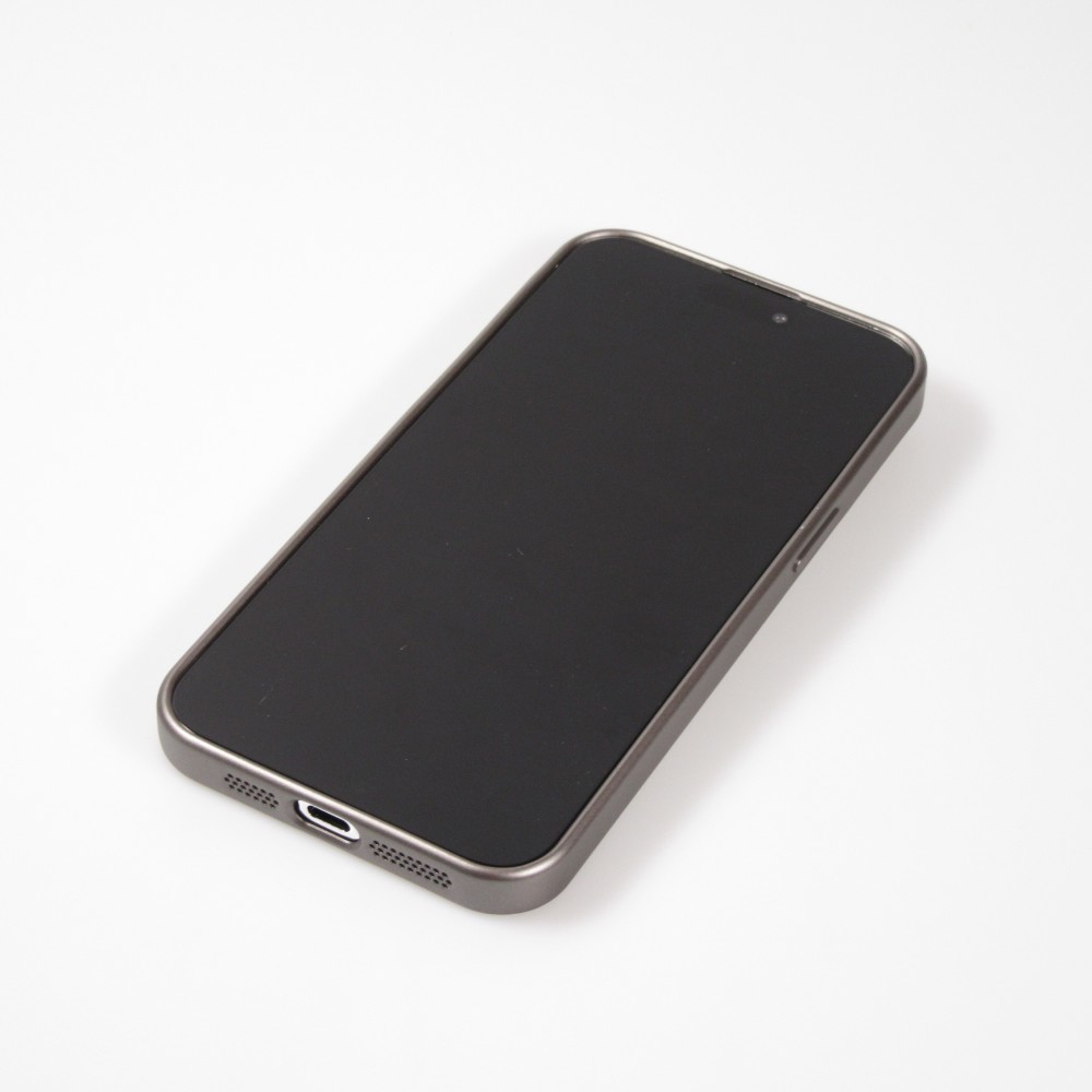 Coque iPhone 15 Plus - Gel souple avec vitre de protection caméra MagSafe - Gris foncé
