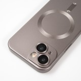 Coque iPhone 15 Plus - Gel souple avec vitre de protection caméra MagSafe - Gris foncé