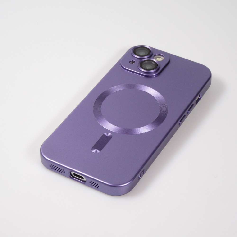 Coque iPhone 15 Plus - Gel souple avec vitre de protection caméra MagSafe - Violet