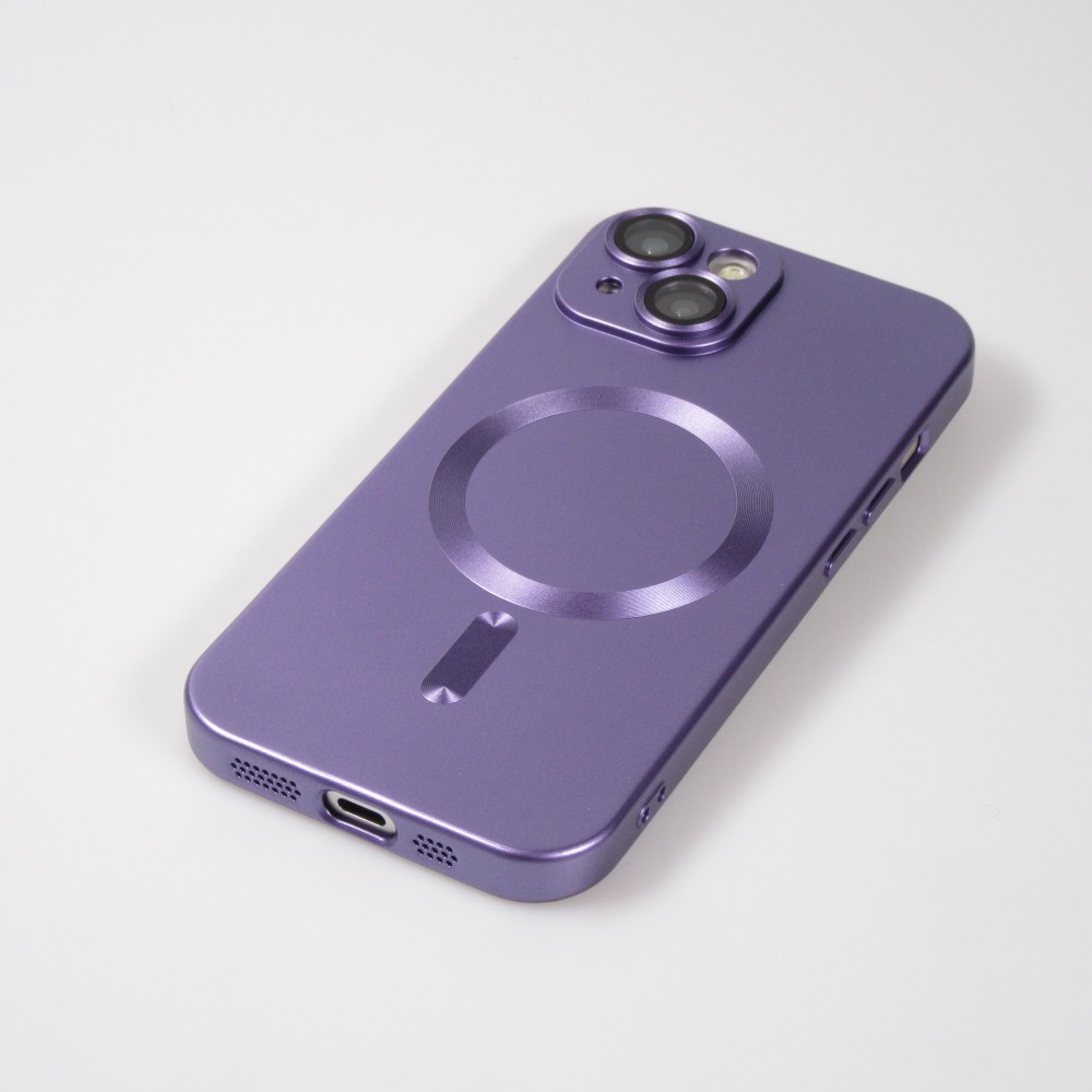 Coque iPhone 15 - Gel souple avec vitre de protection caméra MagSafe - Violet