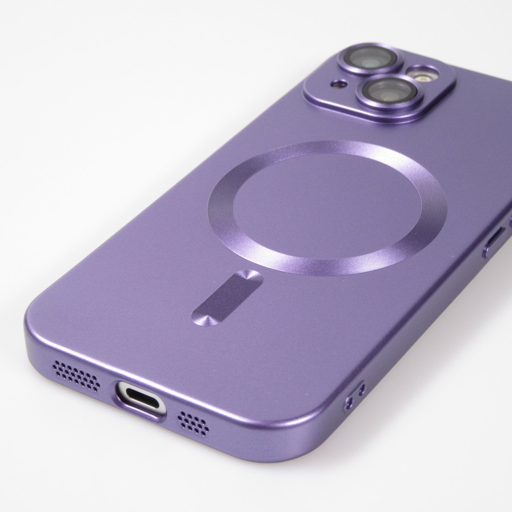 Coque iPhone 15 - Gel souple avec vitre de protection caméra MagSafe - Violet