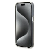Coque iPhone 15 - Guess dégradé de multifacettes miroir irisé style disco avec logo doré - Multicolore