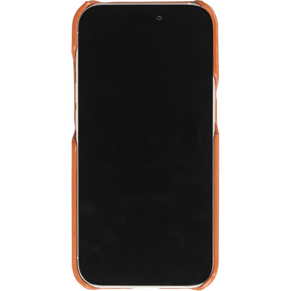 iPhone 15 Case Hülle - Hardcase Slim aus Echtleder - Braun