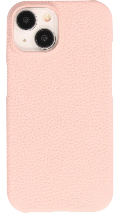 Coque iPhone 15 - Hardcase Slim en cuir véritable - Rose