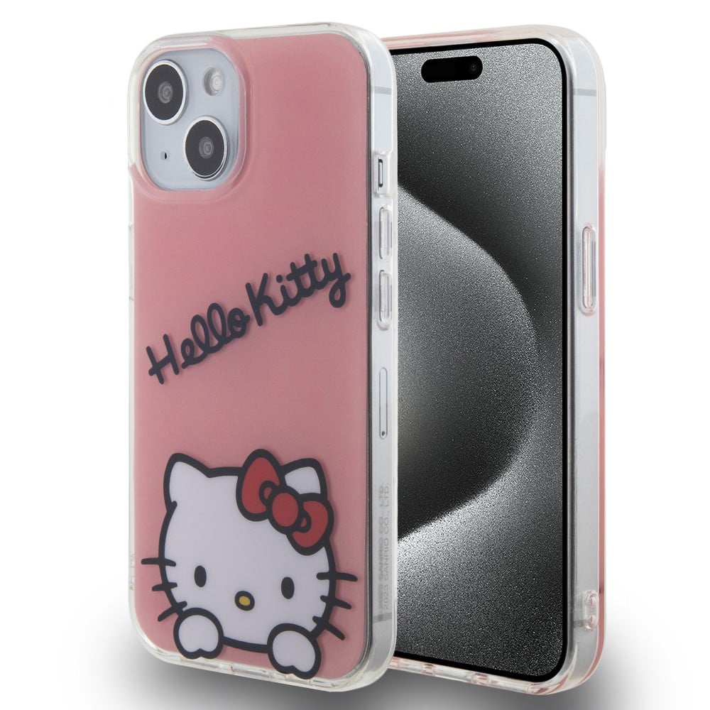Coque iPhone 15 - Hello Kitty Daydreamer gel laqué - Rose