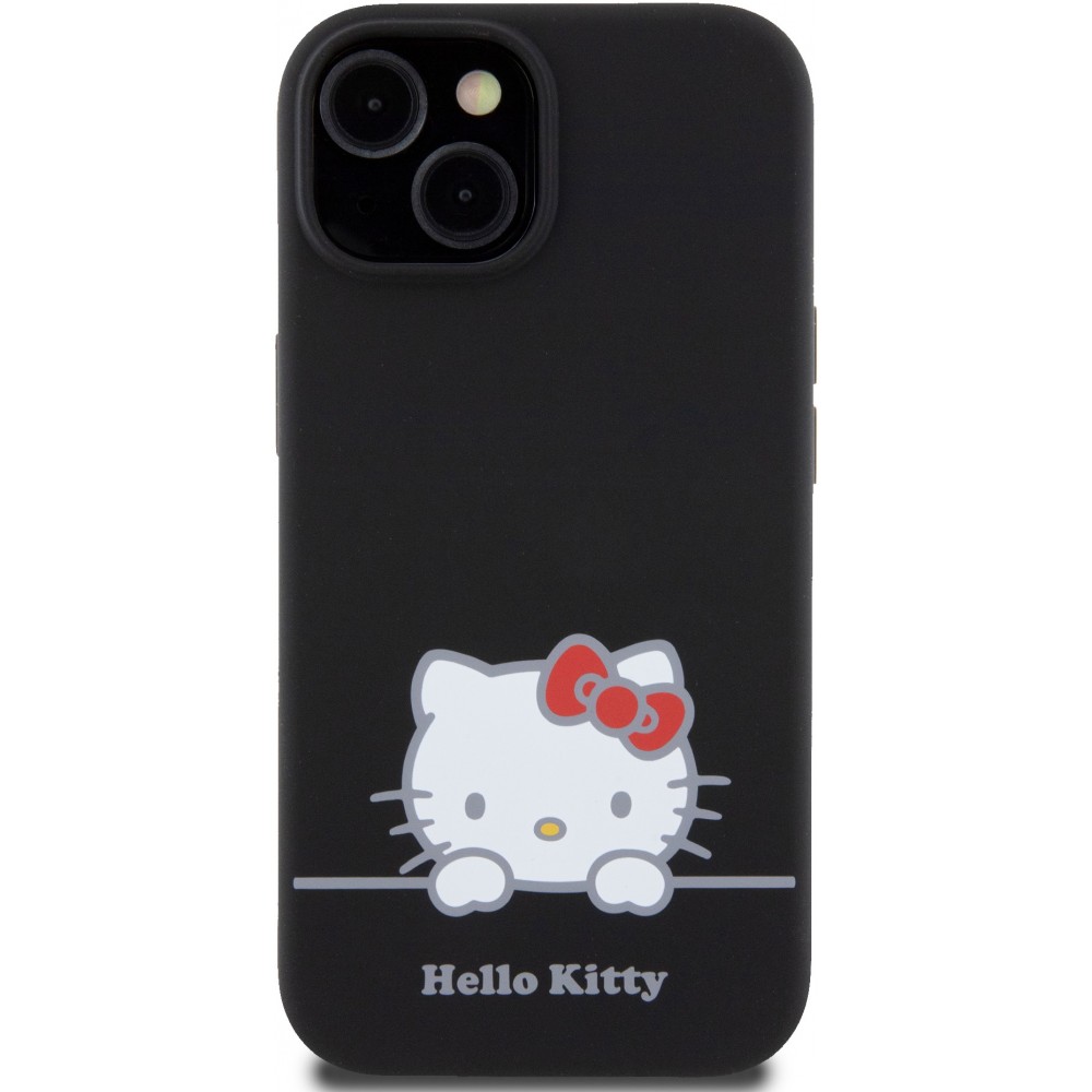 Coque iPhone 15 - Hello Kitty Daydreamer silicone soft touch - Noir