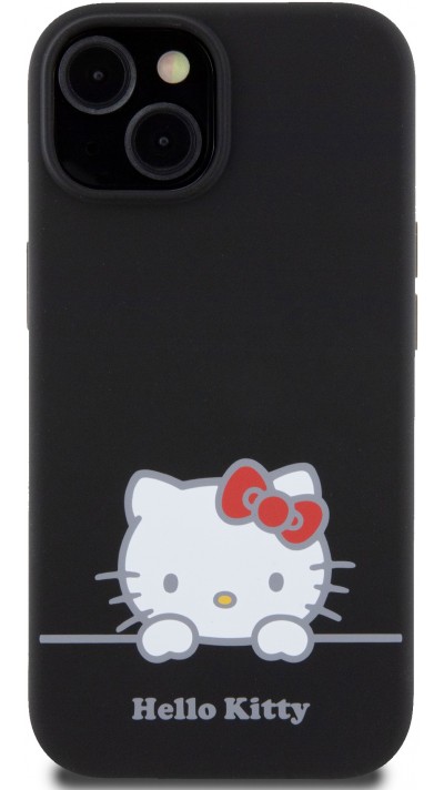 Coque iPhone 15 - Hello Kitty Daydreamer silicone soft touch - Noir