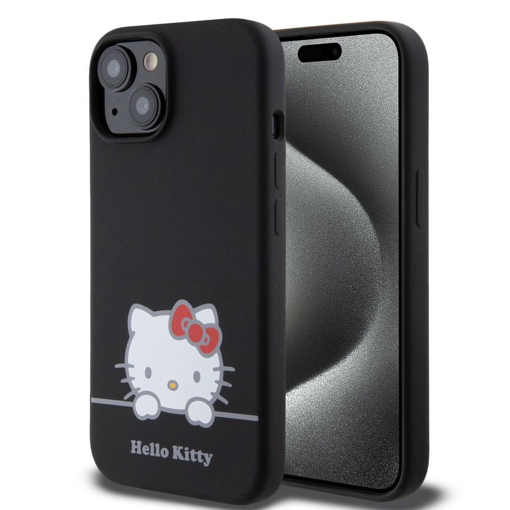 Coque iPhone 15 - Hello Kitty Daydreamer silicone soft touch - Noir