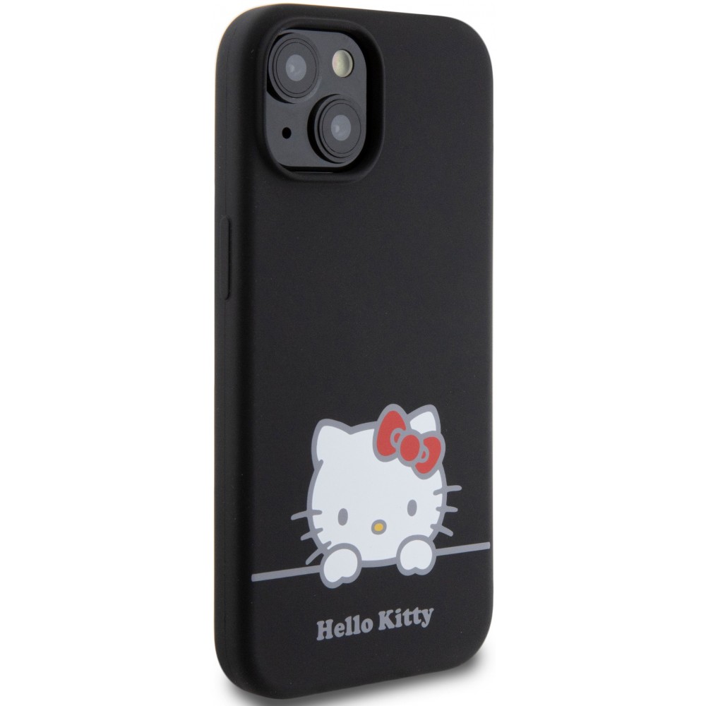 Coque iPhone 15 - Hello Kitty Daydreamer silicone soft touch - Noir
