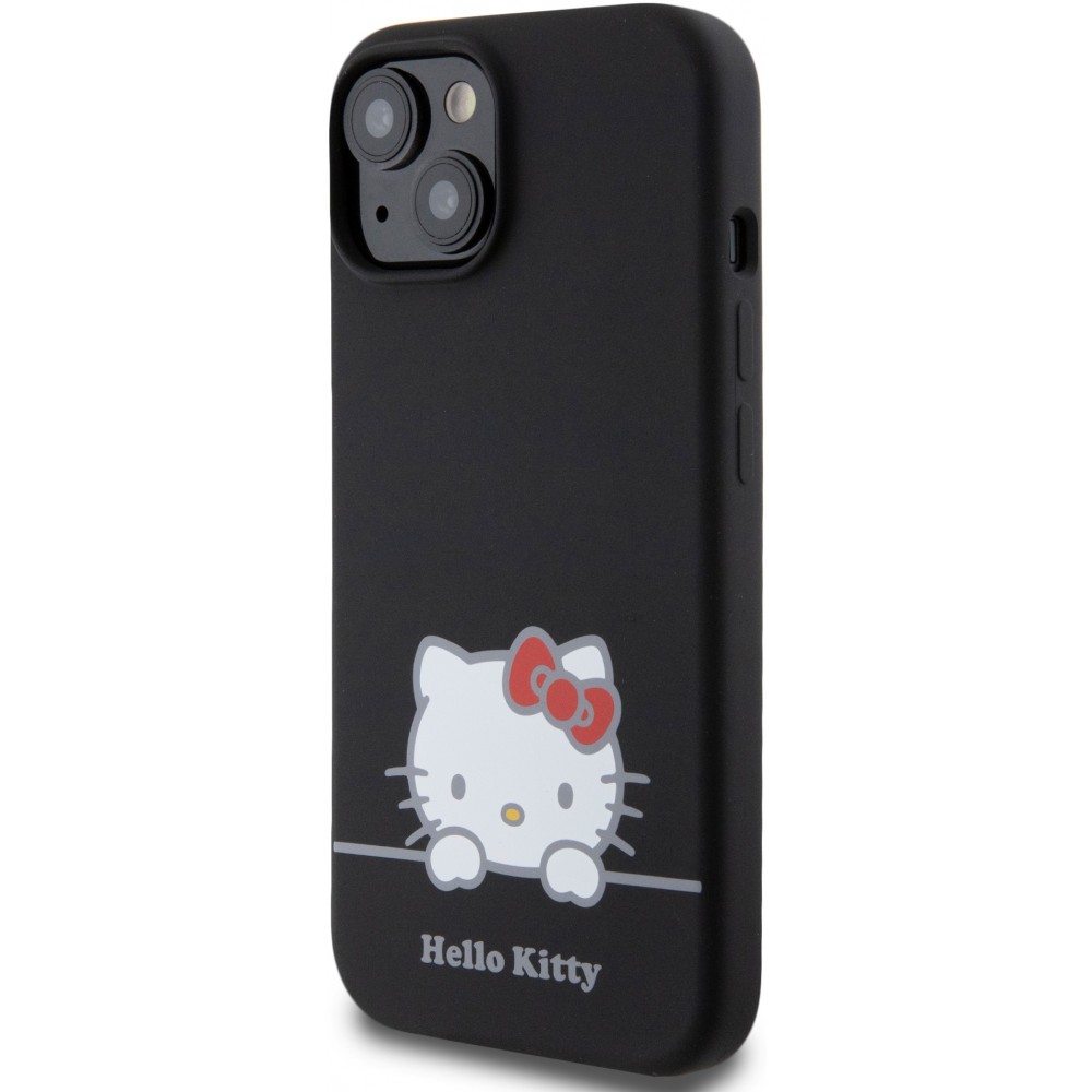 Coque iPhone 15 - Hello Kitty Daydreamer silicone soft touch - Noir