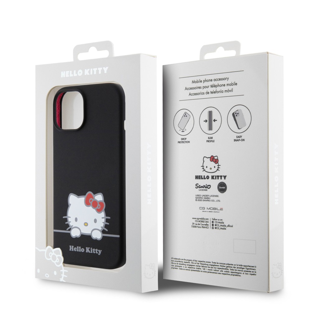 Coque iPhone 15 - Hello Kitty Daydreamer silicone soft touch - Noir