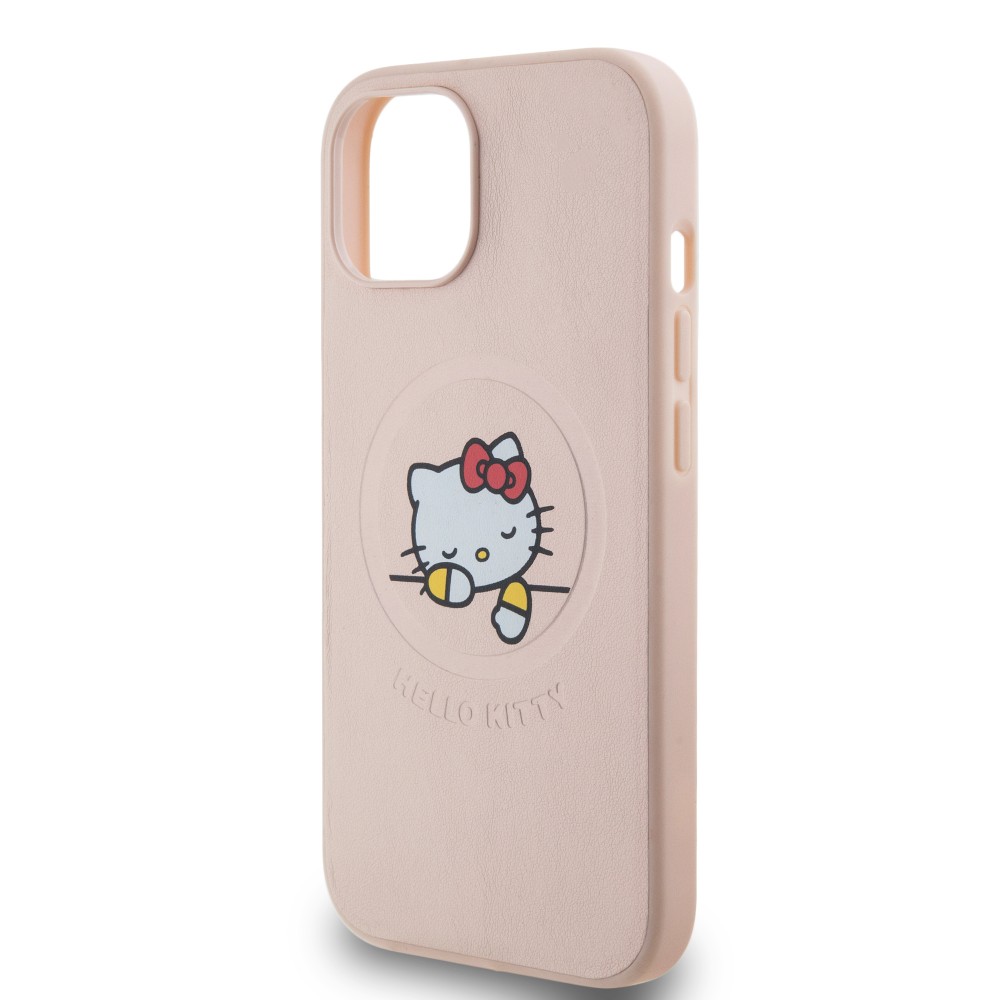 iPhone 15 Case Hülle - Hello Kitty Träumer aus Kunstleder mit MagSafe - Hellrosa