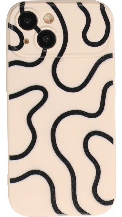 Coque iPhone 14 - Housse de protection en silicone avec motif de lignes abstraites - Rose