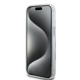 Coque iPhone 15 - Karl Lagerfeld et Choupette gel laqué avec anneau métallique de support amovible intégré et Magsafe - Transparent