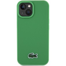 Coque iPhone 15 - Lacoste effet Petit Piqué avec MagSafe et patch logo brodé - Vert