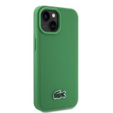 Coque iPhone 15 - Lacoste effet Petit Piqué avec MagSafe et patch logo brodé - Vert