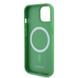 Coque iPhone 15 - Lacoste effet Petit Piqué avec MagSafe et patch logo brodé - Vert