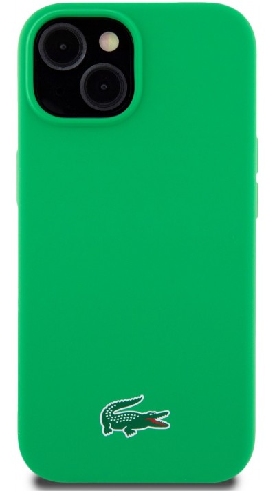 Coque iPhone 15 - Lacoste silicone soft touch Magsafe - Vert