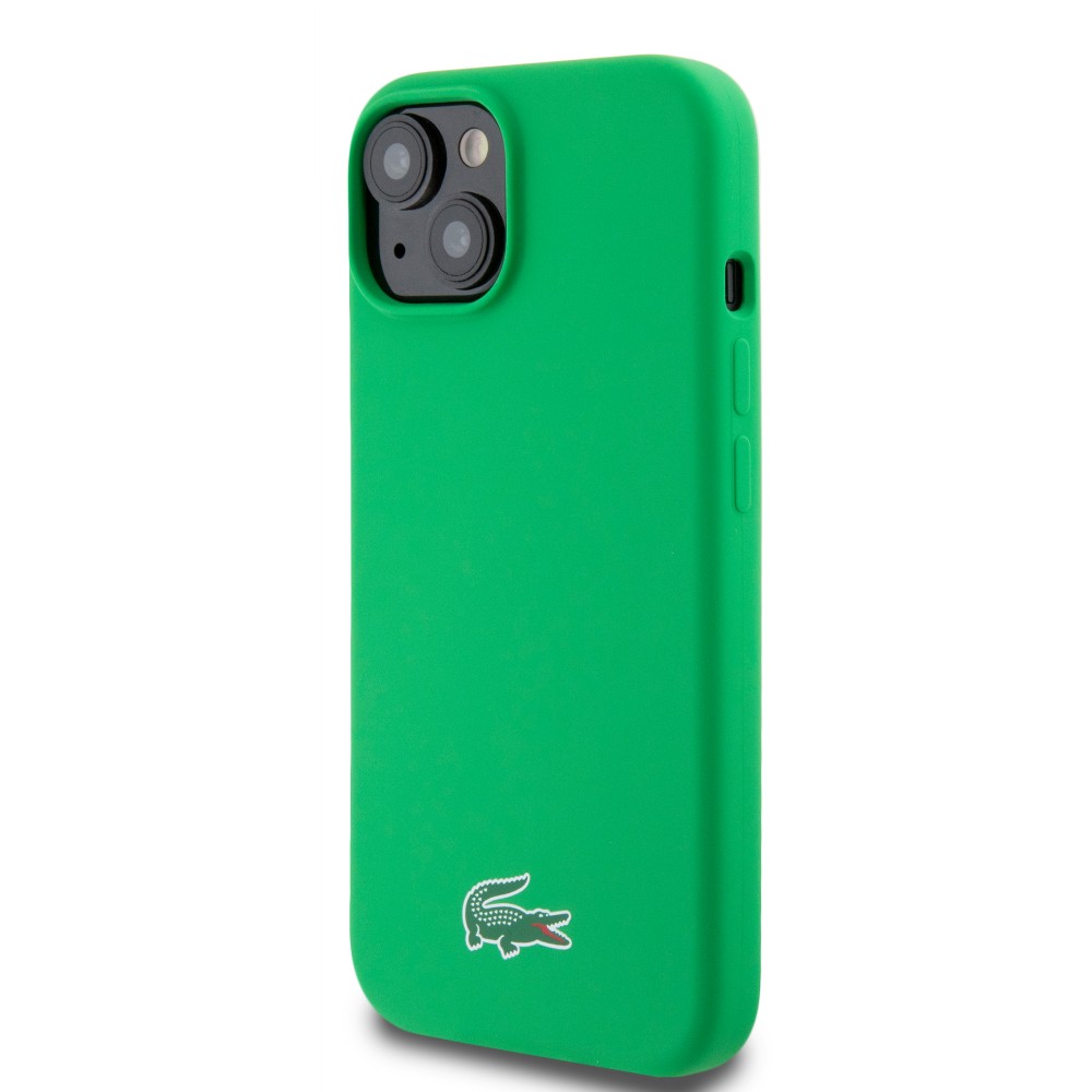 Coque iPhone 15 - Lacoste silicone soft touch Magsafe - Vert