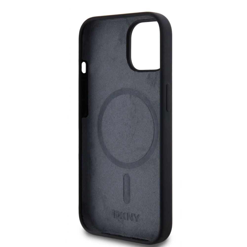 Coque iPhone 15 - Liquid Silicone DKNY New York compatible MagSafe - Noir