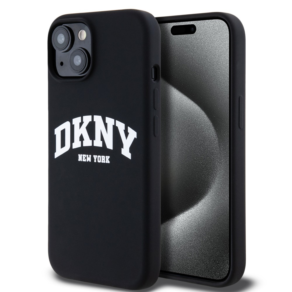 Coque iPhone 15 - Liquid Silicone DKNY New York compatible MagSafe - Noir