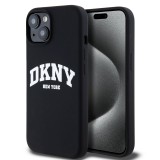 Coque iPhone 15 - Liquid Silicone DKNY New York compatible MagSafe - Noir