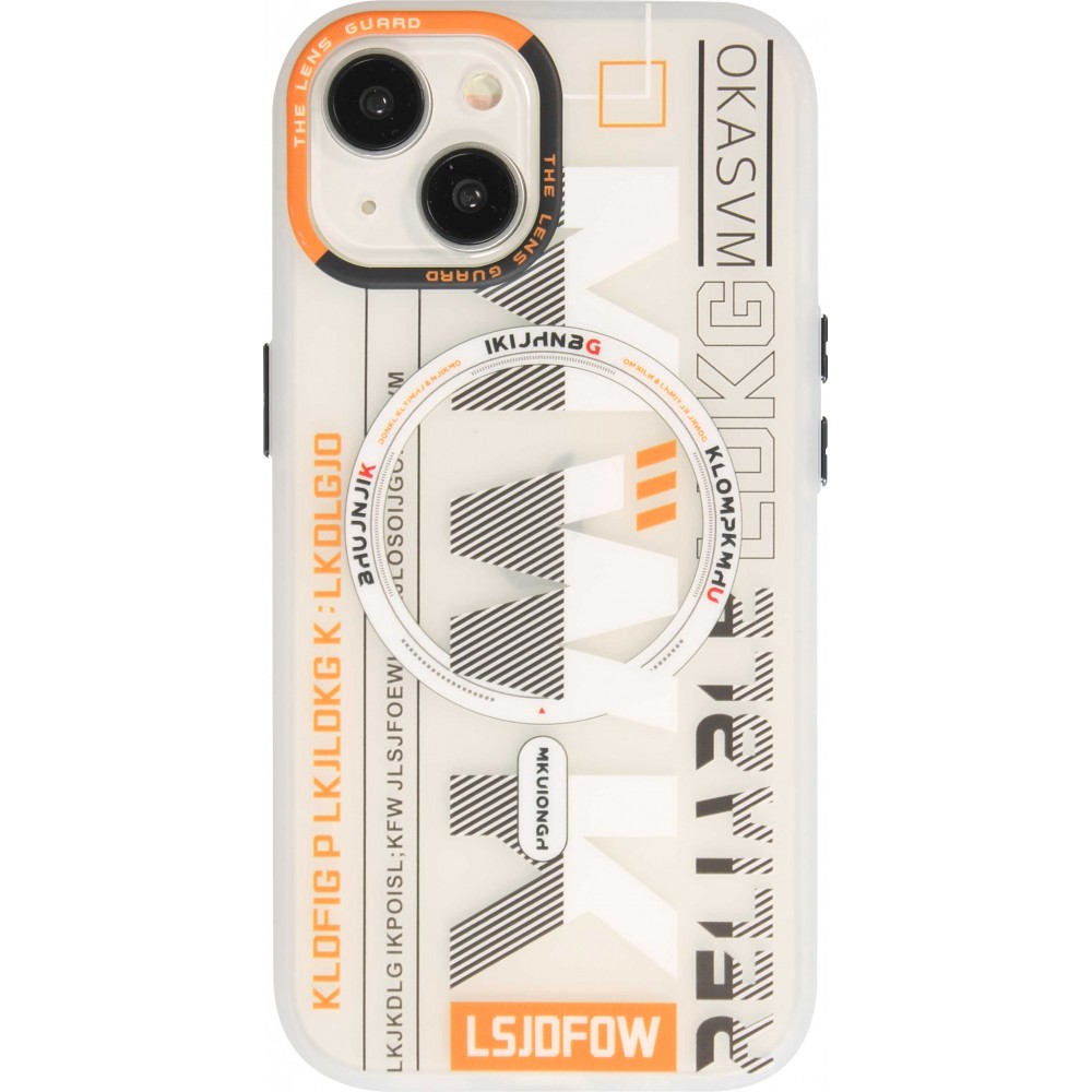 Coque iPhone 15 - MWK Cyber Grid silicone avec MagSafe - Blanc