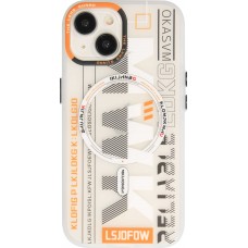 Coque iPhone 15 - MWK Cyber Grid silicone avec MagSafe - Blanc
