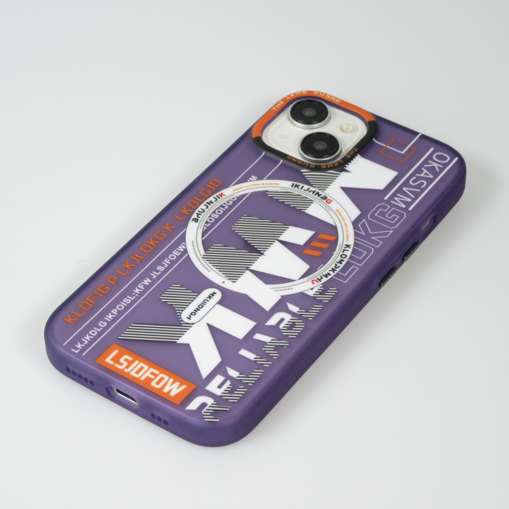 Coque iPhone 15 - MWK Cyber Grid silicone avec MagSafe - Violet