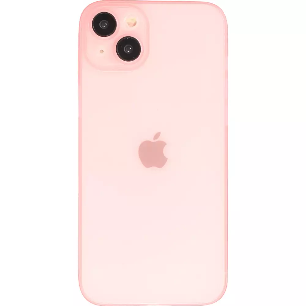 Coque iPhone 15 - Plastique ultra fin semi-transparent mat - Rose