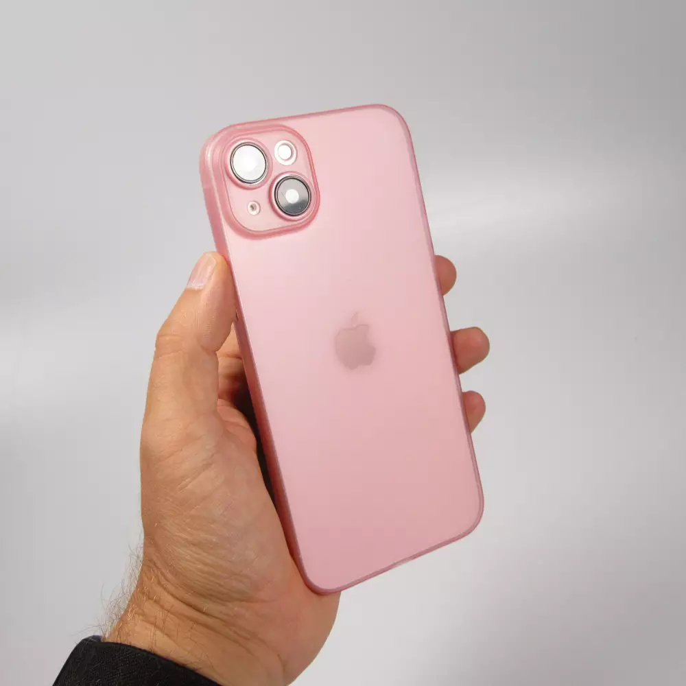 Coque iPhone 15 - Plastique ultra fin semi-transparent mat - Rose