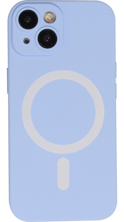 Coque iPhone 15 Plus - Coque en silicone souple avec MagSafe et protection pour caméra - Violet clair