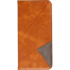 Coque iPhone 15 Plus - Flip Géometrique brun clair