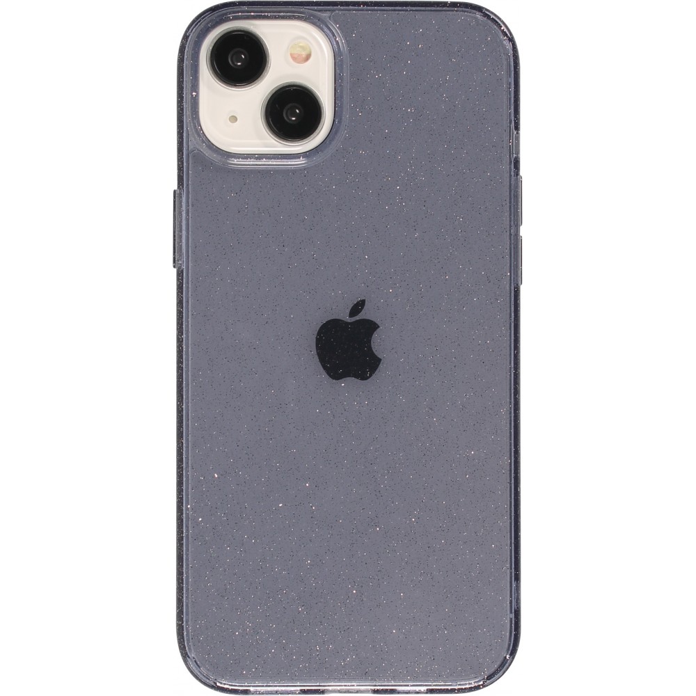 Coque iPhone 15 Plus - Gel transparent avec paillettes - Bleu foncé