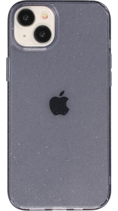 Coque iPhone 15 - Gel transparent avec paillettes - Bleu foncé