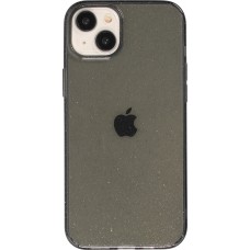 iPhone 15 Case Hülle - Gel Gummi transparent mit Glitzerstaub - Schwarz
