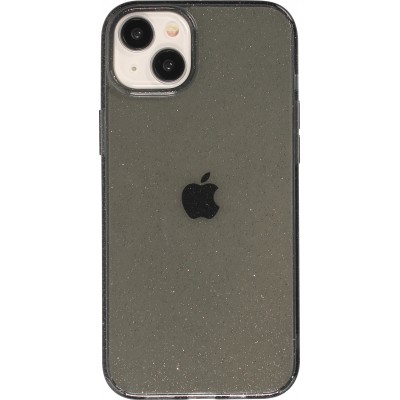 Coque iPhone 15 - Gel transparent avec paillettes - Noir