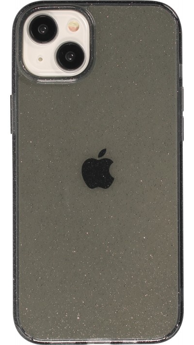 Coque iPhone 15 - Gel transparent avec paillettes - Noir