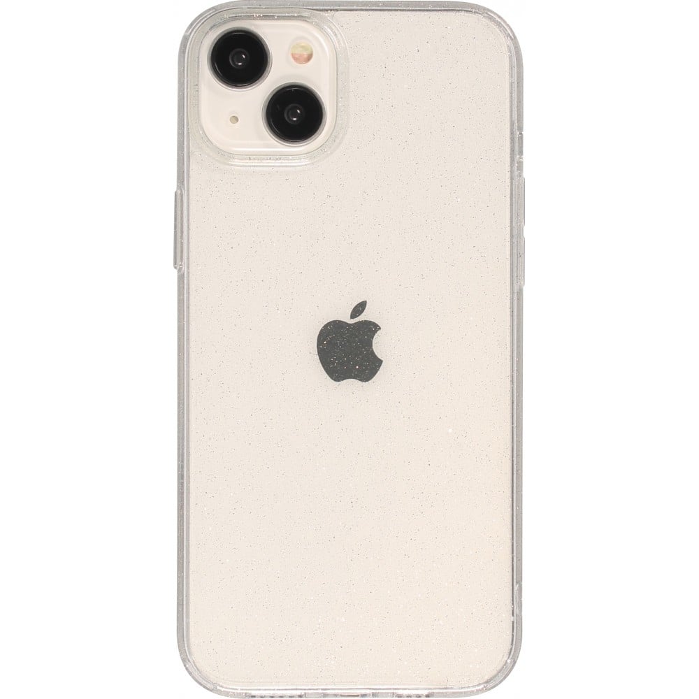 iPhone 15 Case Hülle - Gel Gummi transparent mit Glitzerstaub - Transparent