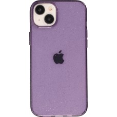 Coque iPhone 15 Plus - Gel transparent avec paillettes - Violet